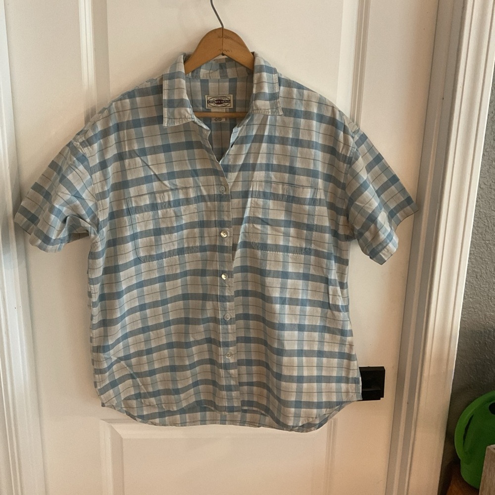 County Seat Jeanswear - Button Down Short Sleeve Plaid Shirt - Men’s Size Large